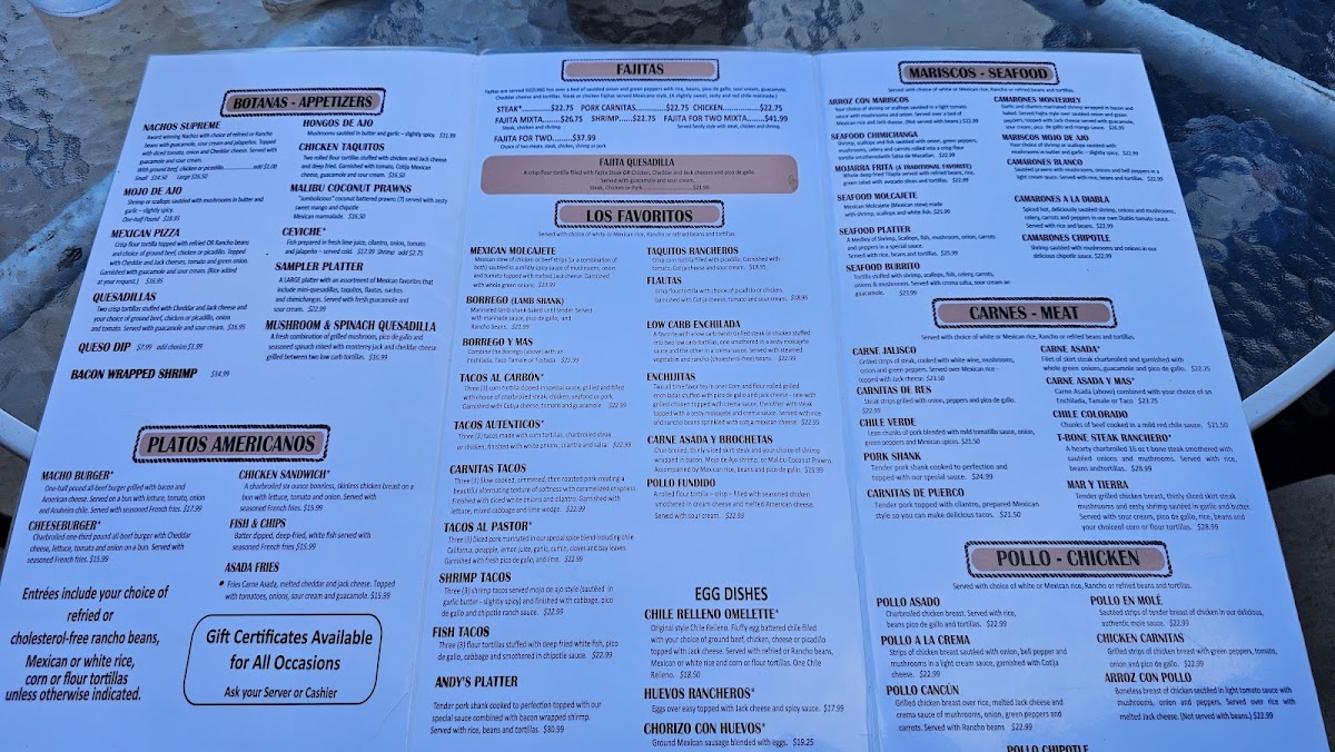 2 Margaritas Restaurant Menu - Image 1